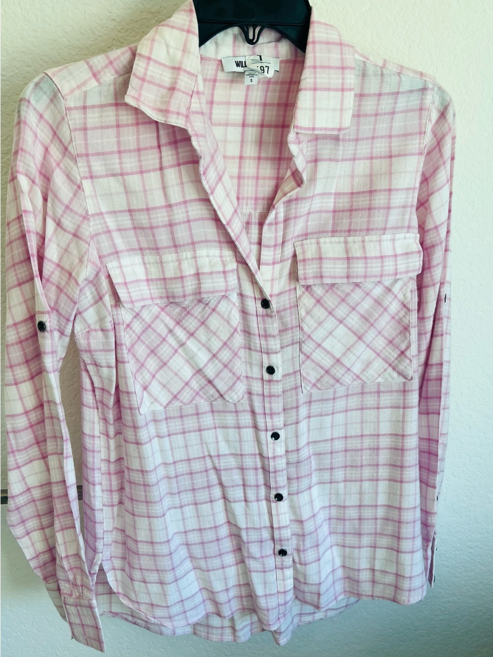 William Rast Pink Plaid Button-Up Shirt NWOT